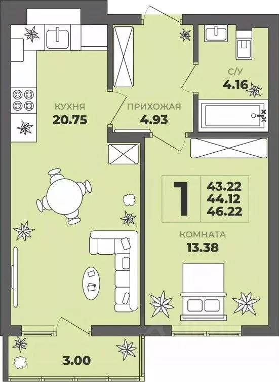 1-к кв. Калининградская область, Калининград ул. Генерала Толстикова, ... - Фото 1