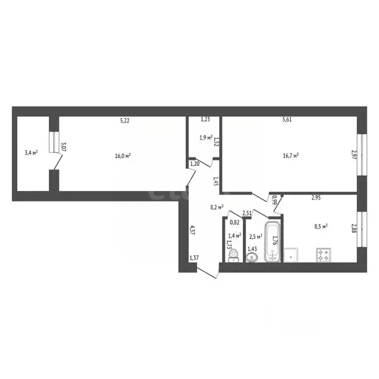 2-к кв. Башкортостан, Уфа Черниковская ул., 51 (56.9 м) - Фото 2