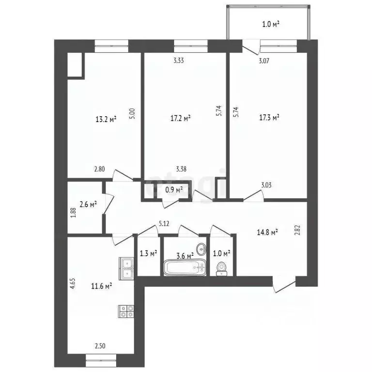 4-к кв. Крым, Феодосия ул. Назукина, 1 (82.7 м) - Фото 2
