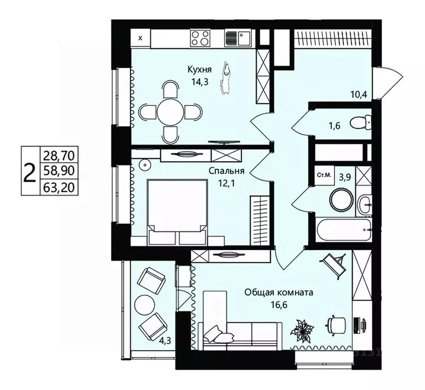 2-к кв. Мордовия, Саранск Юбилейный жилрайон, 3-й мкр, Новая История ... - Фото 1