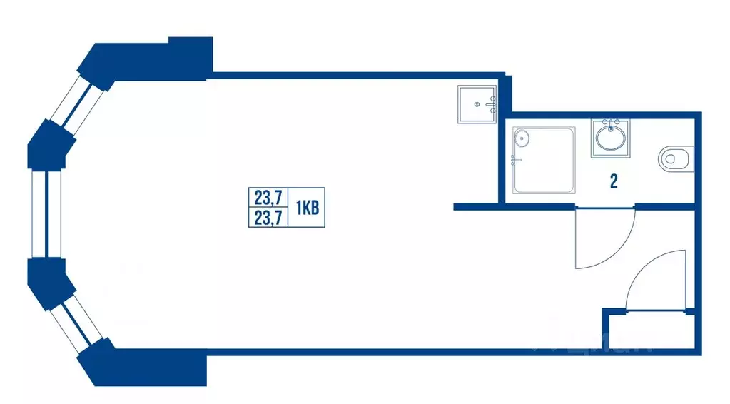 Студия Санкт-Петербург Приморский просп., 6 (26.4 м) - Фото 1