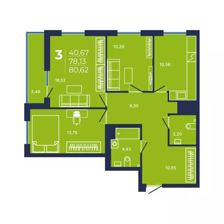 3-к кв. Башкортостан, Уфа просп. Дружбы Народов, 51/1 (80.4 м) - Фото 1