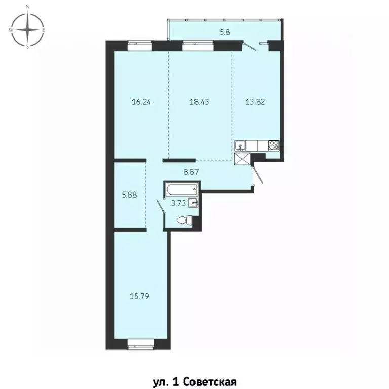 3-к кв. Иркутская область, Иркутск Советская ул., 115/1 (88.56 м) - Фото 0