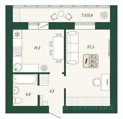 1-к кв. Самарская область, Волжский район, Смышляевка городское ... - Фото 1