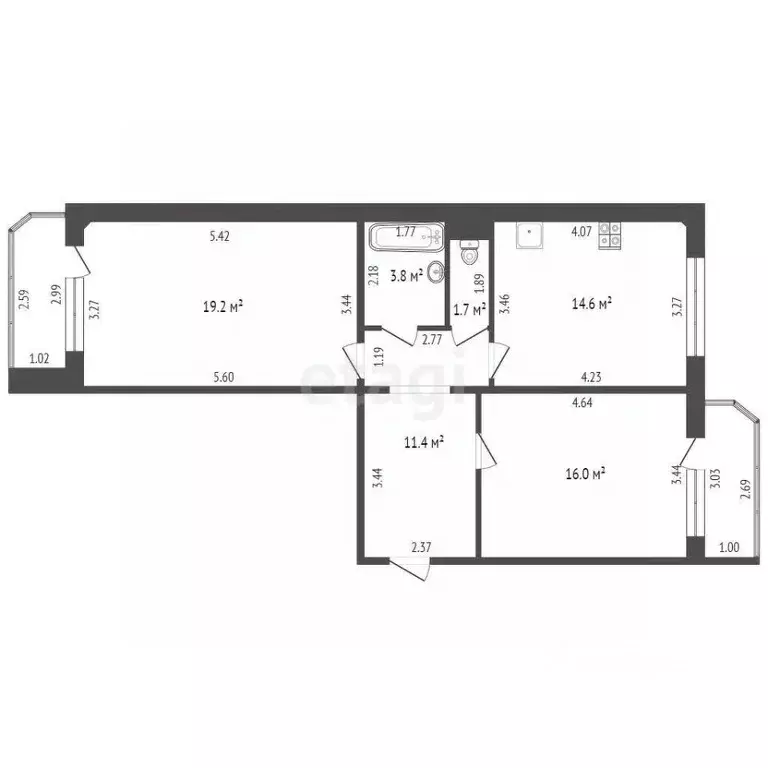 2-к кв. Ханты-Мансийский АО, Нефтеюганск 16а мкр, 89 (66.9 м) - Фото 0