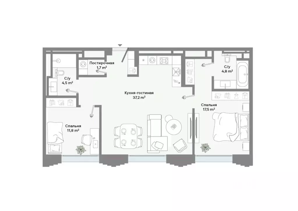 2-к кв. Москва Ленинский просп., 2 (77.5 м) - Фото 1