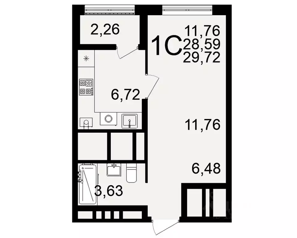 1-к кв. Рязанская область, Рязань Льговская ул., 10 (29.72 м) - Фото 0