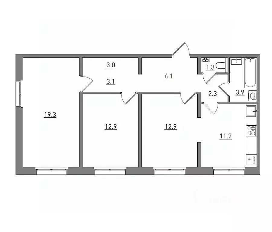 3-к кв. Кировская область, Киров ул. Чистопрудненская, 13А (76.0 м) - Фото 1