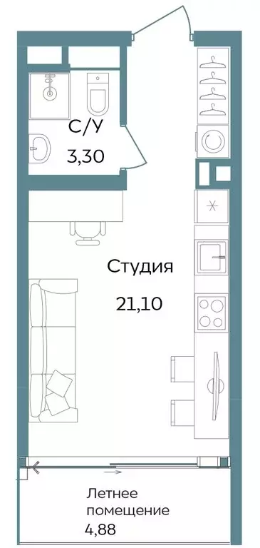 Квартира-студия: Республика Крым, Саки, курортный кластер Темпо (29.28 ... - Фото 0