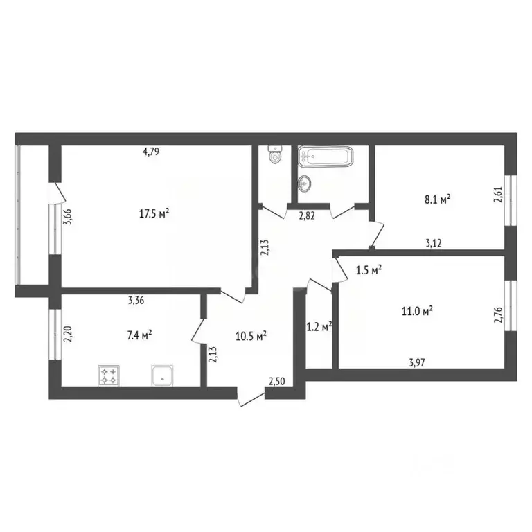 3-к кв. Амурская область, Благовещенск Зейская ул., 209 (60.0 м) - Фото 2