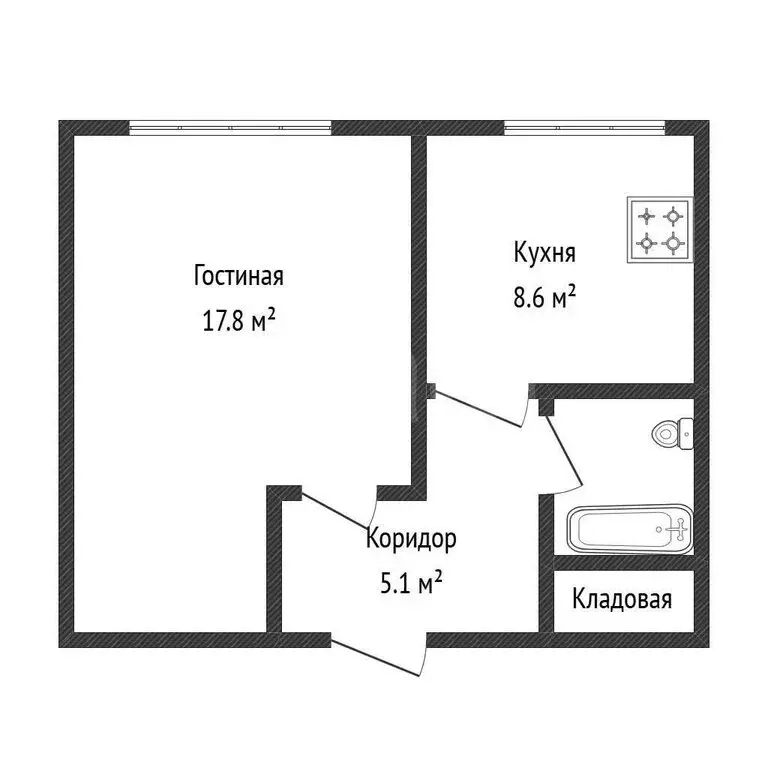 1-комнатная квартира: Салават, Ленинградская улица, 25 (36.5 м) - Фото 1