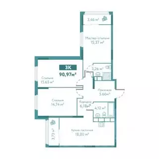 3-к кв. Тюменская область, Тюмень ул. Павла Никольского, 2 (91.0 м) - Фото 1