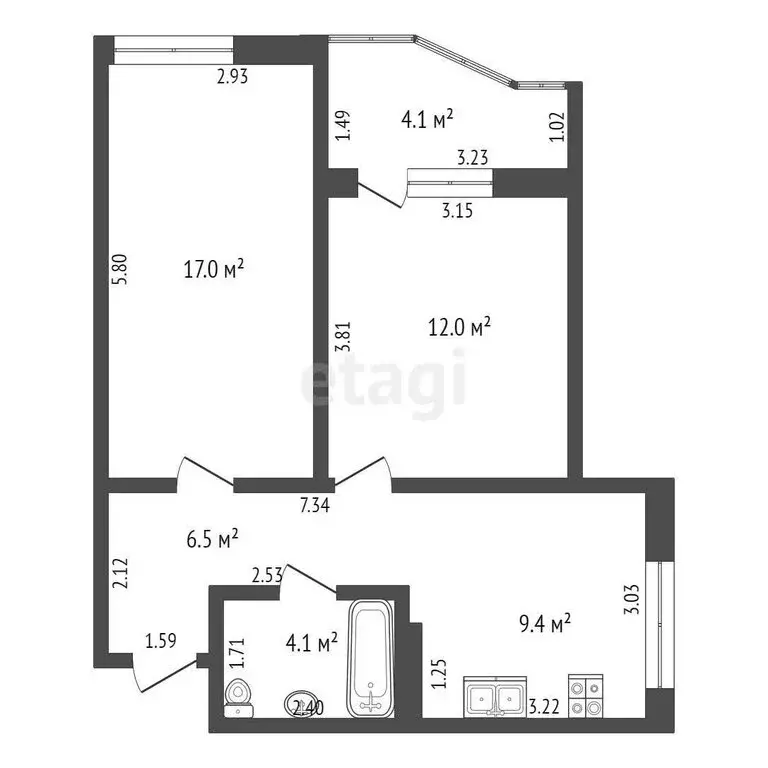 2-комнатная квартира: Анапа, улица Ленина, 185Ак2 (53.1 м) - Фото 0