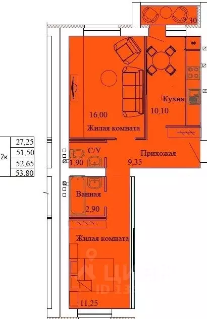 2-к кв. Ивановская область, Кохма Просторный мкр,  (53.8 м) - Фото 0