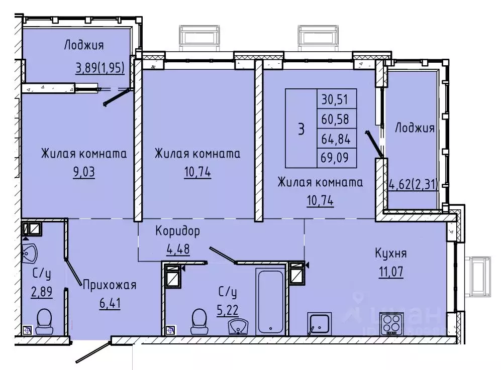 3-к кв. Ростовская область, Ростов-на-Дону ул. Текучева, 370/3 (63.71 ... - Фото 0