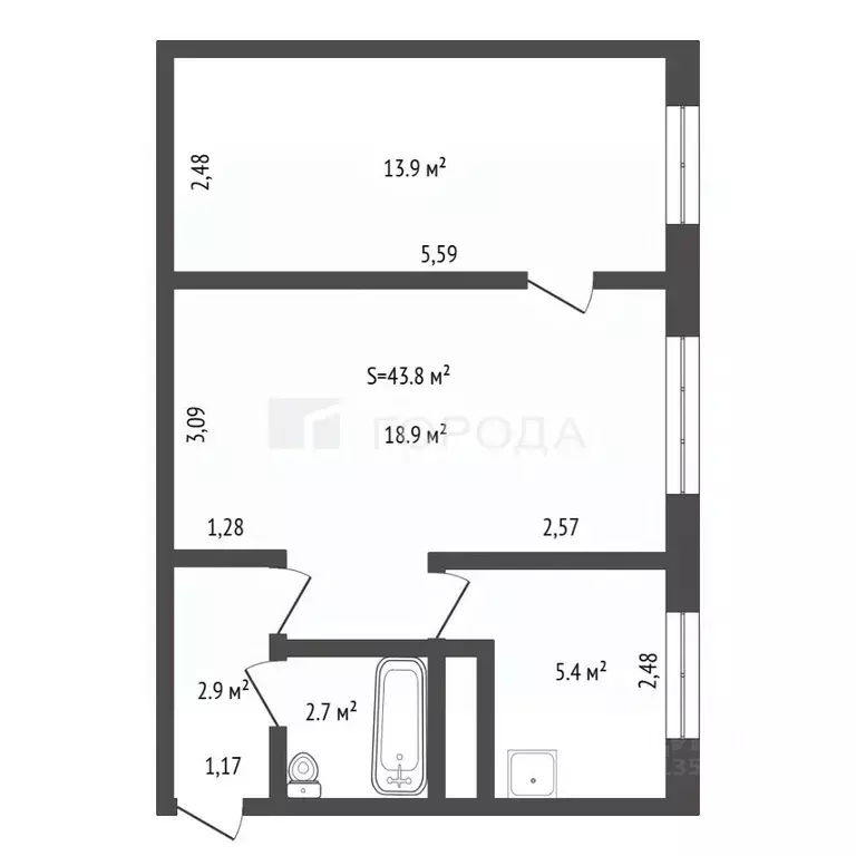 2-к кв. Алтайский край, Барнаул Новороссийская ул., 13/122 (43.8 м) - Фото 2