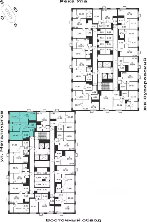 3-к кв. Тульская область, Тула ул. Академика Насоновой, 18 (72.29 м) - Фото 2