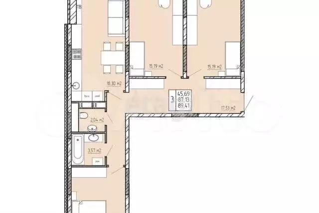 3-к. квартира, 67,5 м, 4/4 эт. - Фото 0