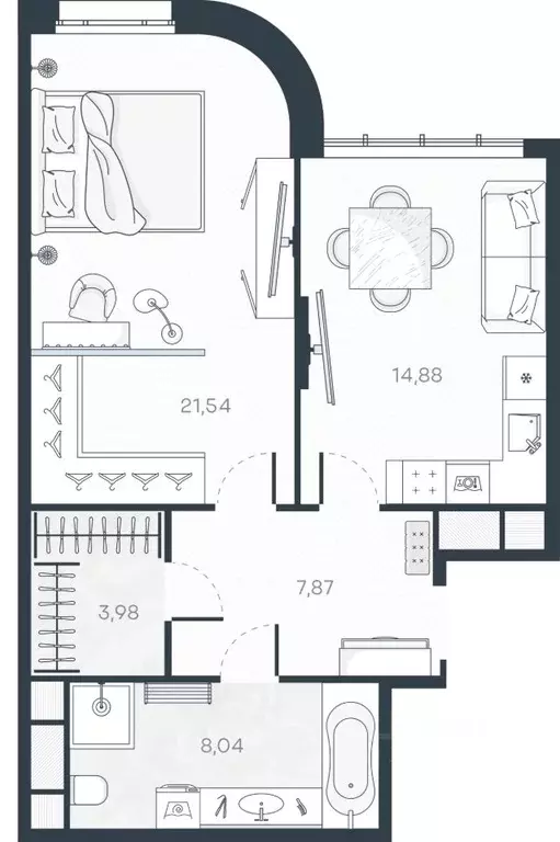 1-к кв. Санкт-Петербург Гавань тер.,  (56.31 м) - Фото 1