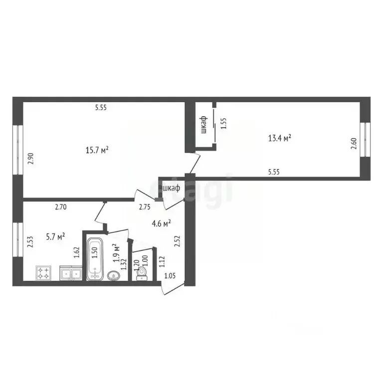 2-к кв. Архангельская область, Котлас ул. Кузнецова, 3 (43.3 м) - Фото 1