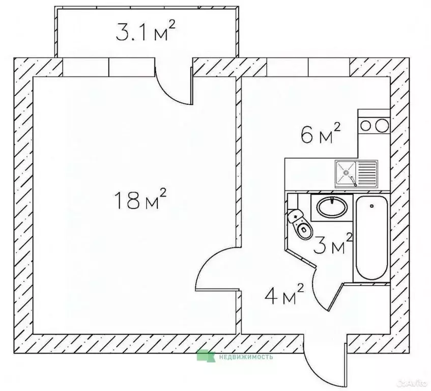 1-к кв. Ставропольский край, Ставрополь ул. 50 лет ВЛКСМ, 20/4 (34.0 ... - Фото 2
