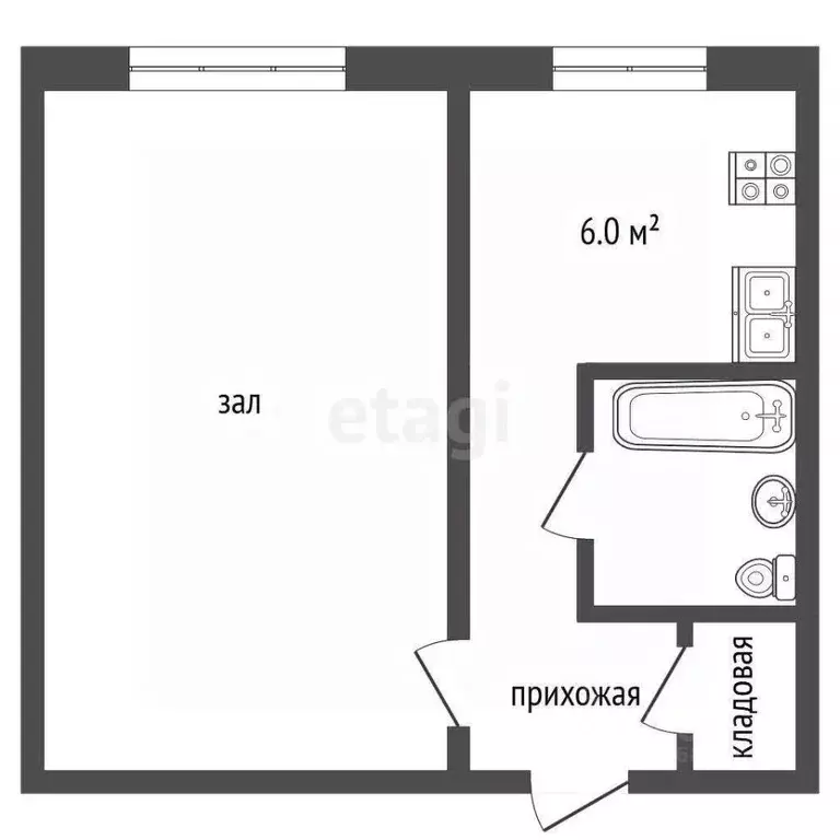 1-к кв. Саратовская область, Балашов Юбилейная ул., 30 (30.2 м) - Фото 0