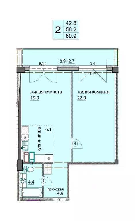 2-к кв. Пензенская область, Пенза Побочинская ул., с14 (62.0 м) - Фото 0