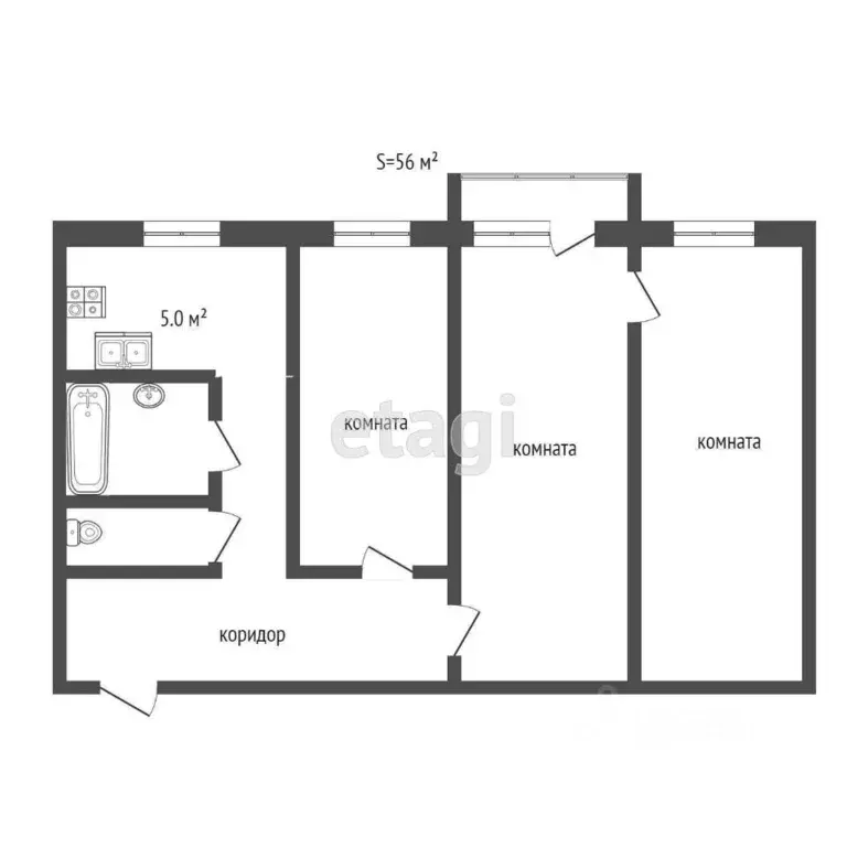 3-к кв. Саратовская область, Балашов пер. Титова, 7 (56.0 м) - Фото 2
