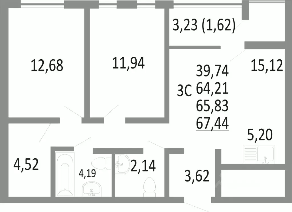 3-к кв. Свердловская область, Екатеринбург Академический мкр, 14-й ... - Фото 0