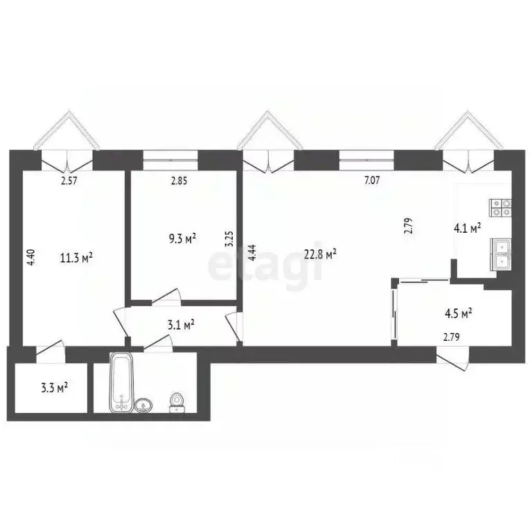 3-к кв. Архангельская область, Архангельск пл. Ленина, 2 (62.9 м) - Фото 2