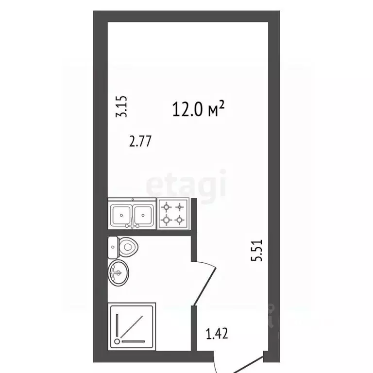 Студия Санкт-Петербург пер. Гривцова, 4к2 (14.7 м) - Фото 2