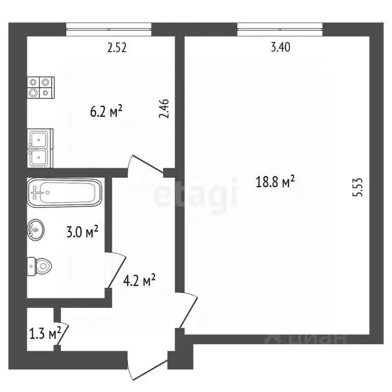1-к кв. Калужская область, Бабынинский муниципальный округ, Воротынск ... - Фото 2