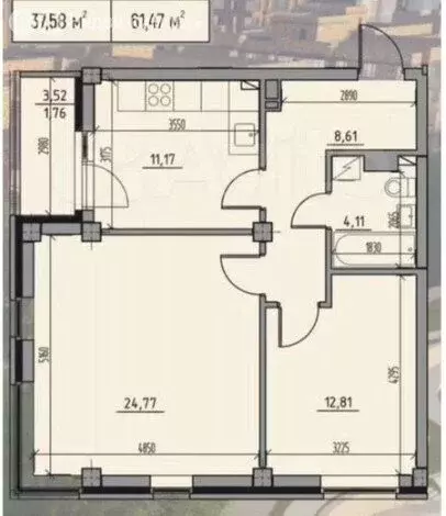 2-комнатная квартира: Абакан, улица Комарова, 7А (61 м) - Фото 1