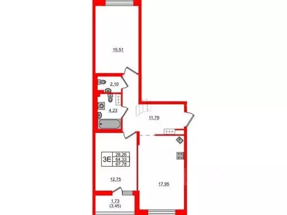 2-к кв. Санкт-Петербург Белоостровская ул., 10к1 (67.78 м) - Фото 0