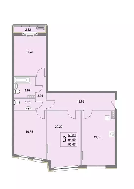 3-комнатная квартира: деревня Крюково, 6 (95.5 м) - Фото 0