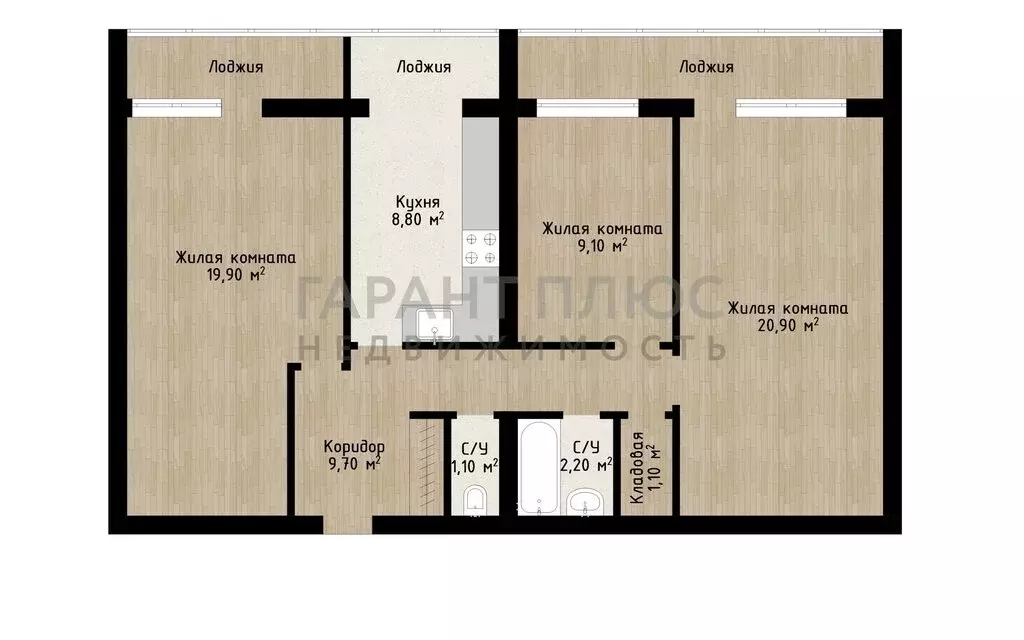3-комнатная квартира: Липецк, улица Валентины Терешковой, 26 (85.5 м) - Фото 1