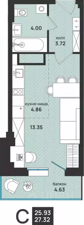 1-к кв. Архангельская область, Архангельск ул. Свободы, 16 (27.32 м) - Фото 0