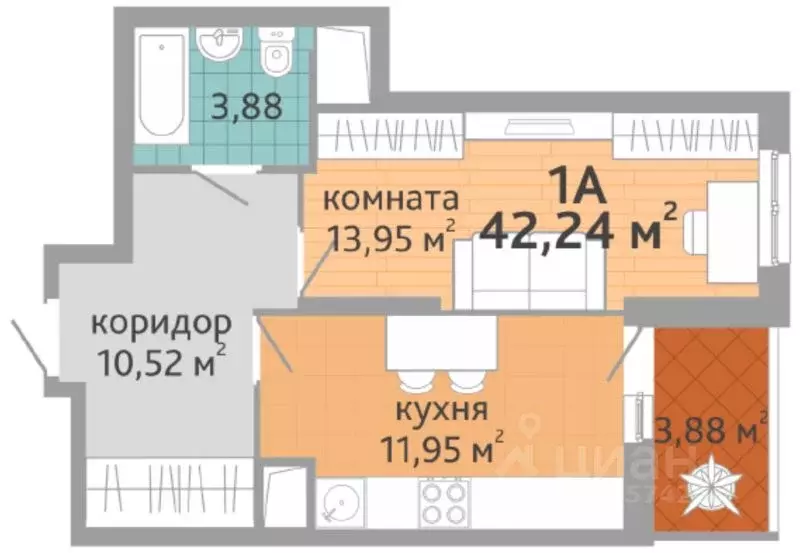 1-к кв. Свердловская область, Екатеринбург ул. Краснолесья, 108/3 ... - Фото 0