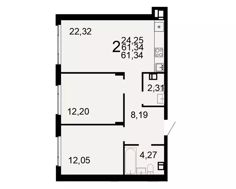 2-комнатная квартира: Тула, жилой комплекс Флагман (61.34 м) - Фото 1