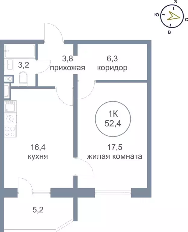 1-к кв. Ханты-Мансийский АО, Сургут наб. Ивана Кайдалова, 18 (52.4 м) - Фото 0