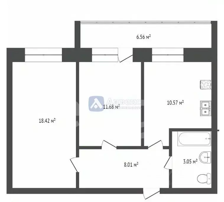 2-к кв. Тюменская область, Тюмень Заречный проезд, 14 (54.0 м) - Фото 1