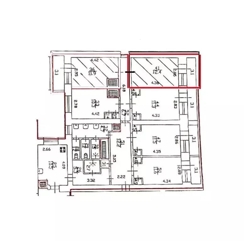 1к в 6-комнатной квартире (12 м) - Фото 2