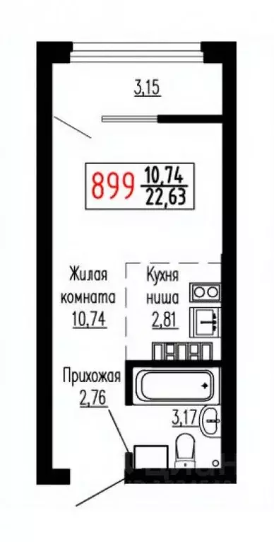 Студия Свердловская область, Екатеринбург ул. Лыжников, 3 (22.6 м) - Фото 1
