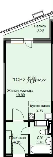 Квартира-студия, 32,6 м, 7/17 эт. - Фото 0