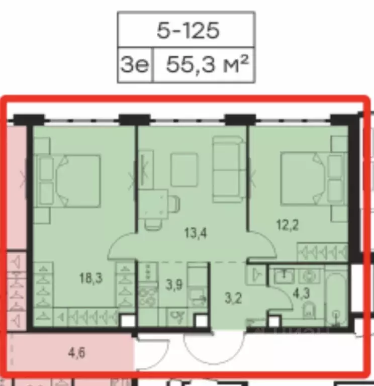 3-к кв. Москва Левел Южнопортовая жилой комплекс, 5 (55.3 м) - Фото 0