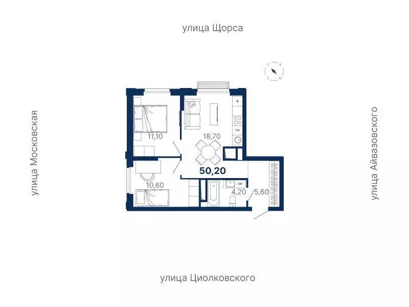 2-комнатная квартира: Екатеринбург, Московская улица, 249/2 (50.2 м) - Фото 0