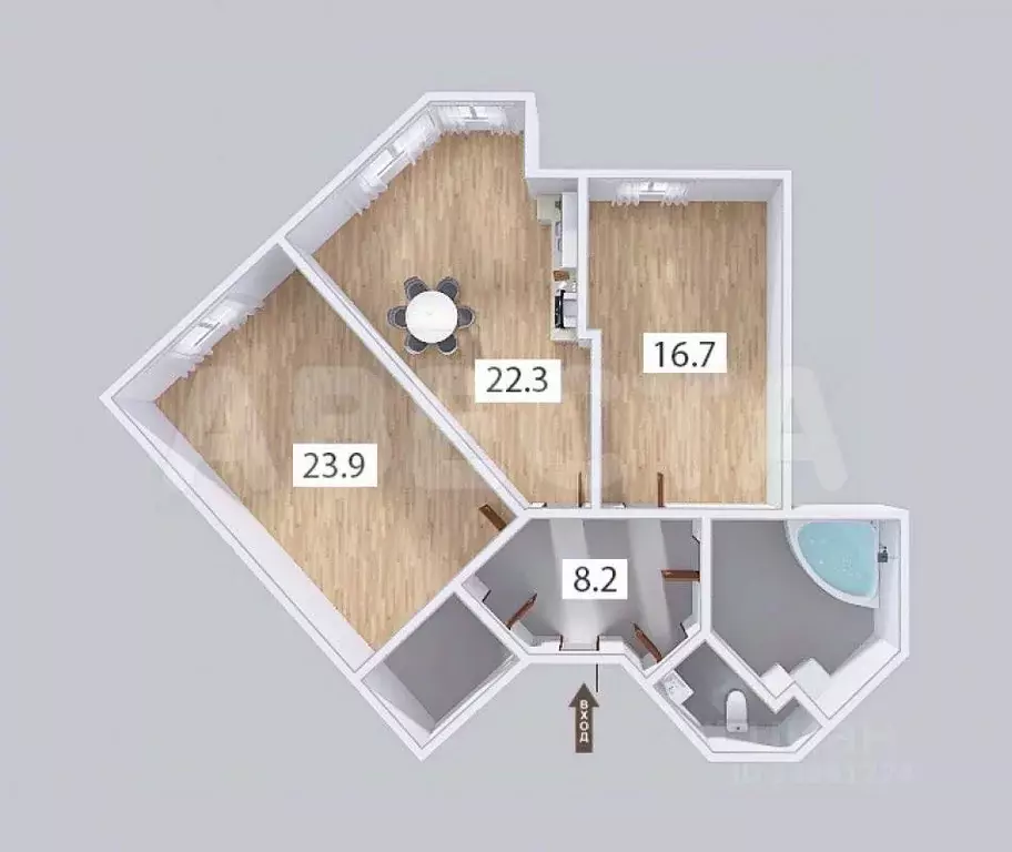 2-к кв. Омская область, Омск ул. 70 лет Октября, 13/3 (82.4 м) - Фото 1