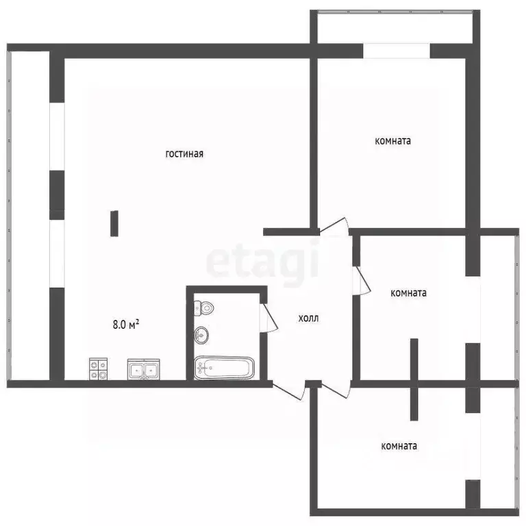 4-к кв. Ставропольский край, Пятигорск ул. Панагюриште (81.9 м) - Фото 2