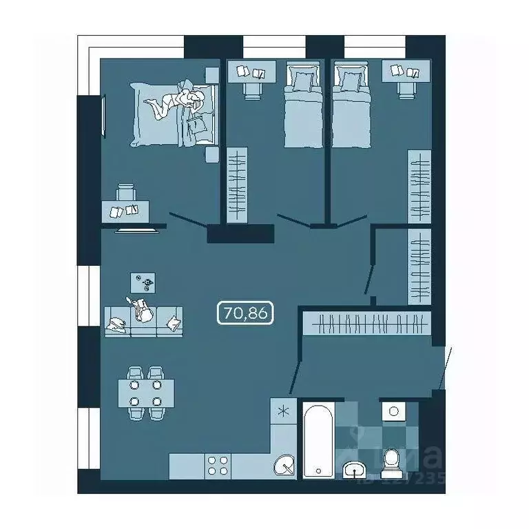 4-к кв. Приморский край, Владивосток ул. Борисенко (70.86 м) - Фото 0