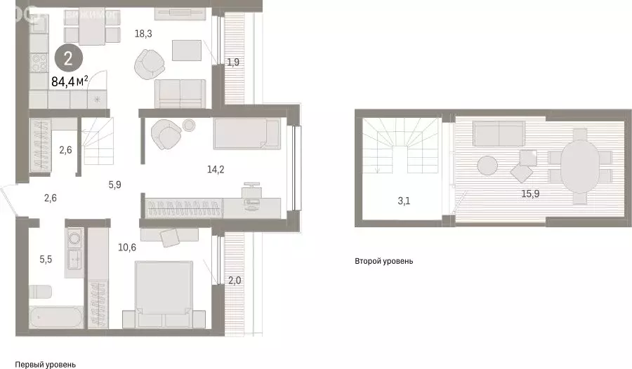 2-комнатная квартира: Тюмень, Мысовская улица, 26к1 (84.36 м) - Фото 1